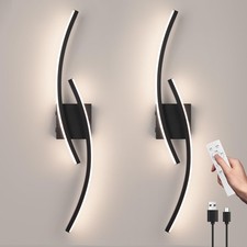15000mAh Battery Operated Wall Sconce Set of 2,Black Wall Sconces with Remote...