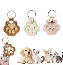 Fur Keepsake Keychain Pet Paw Shaped Leather Keychain for Dog Cat Hair Keepsake