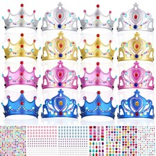 Princess Party Crowns Set, 27 Pcs DIY Crown with Diamond Stickers, Party Favo...