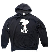 Snoopy Hoodie Sweatshirt Embroidered Licensed Peanuts Black Women's Large