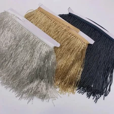 5Yards Gold Silver Black 15cm  Glass AB/BUGLE Seed Beaded Fringe Trim Crafts