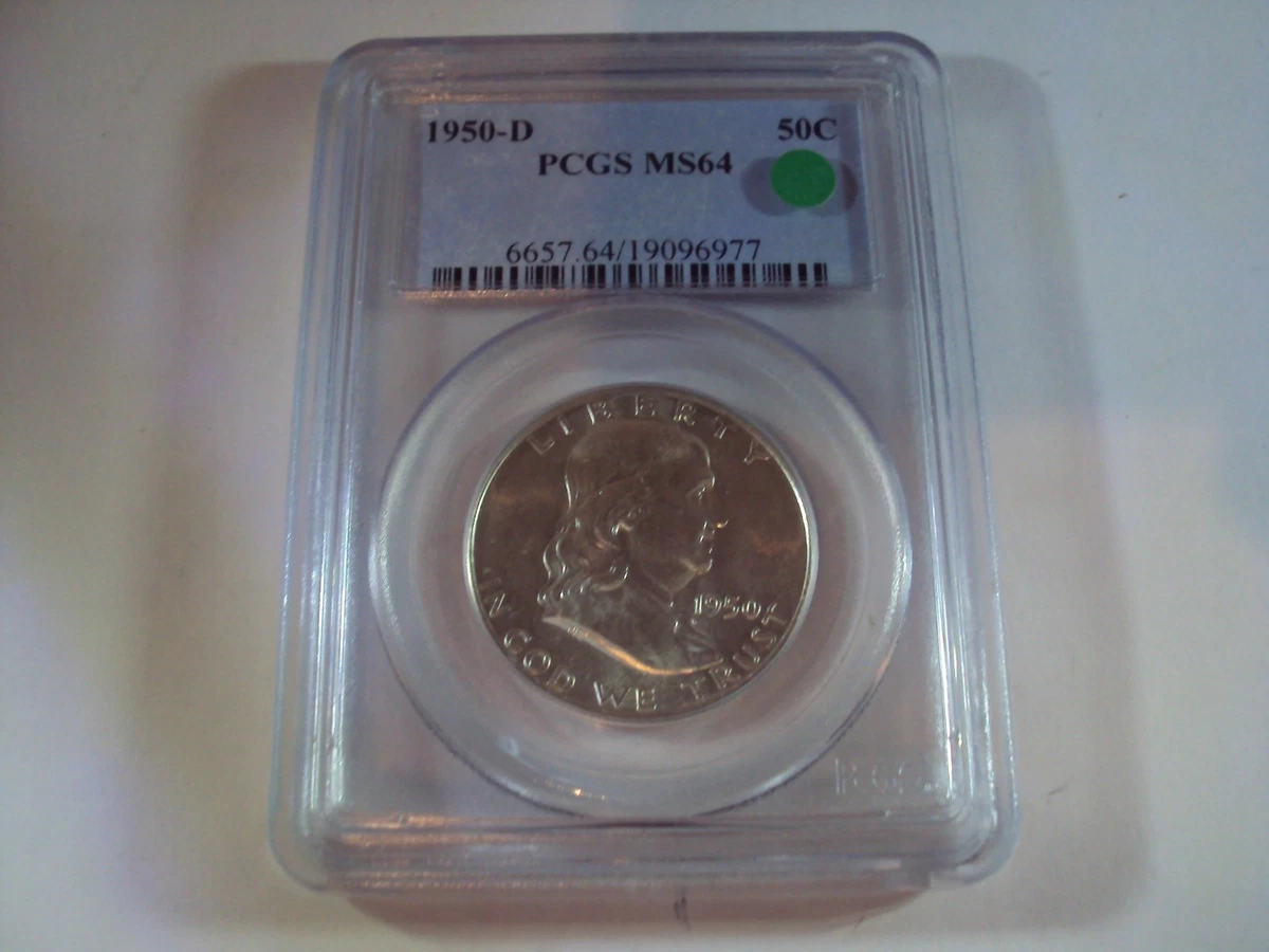 PCGS Certified MS 64 Graded 1950 Franklin Half Dollars (1948-1963 
