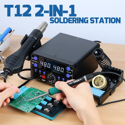 #ad WEP Digital 775W Soldering iron Station Hot Air Rework Station T12 iron tips $89.99