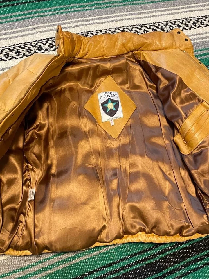 Leather Down Jacket Short Length Casual Men Women Used - Image 4 of 4