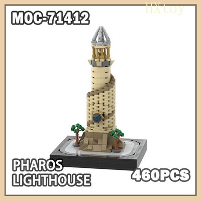 MOC-71412 NEW DIY PHAROS LIGHTHOUSE Building Block Model Brick Desktop Decoratio