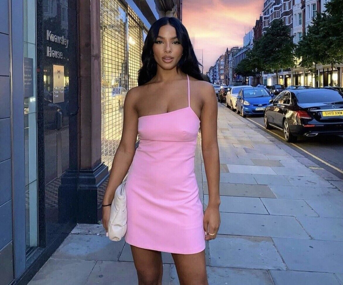 NWOT Zara Size M Pink Asymmetric Dress Blogger Favorite 3067