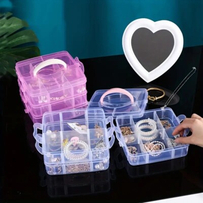 1pc Clear Plastic Storage Box, Three-layer Jewelry Accessories Toy Finishing Box