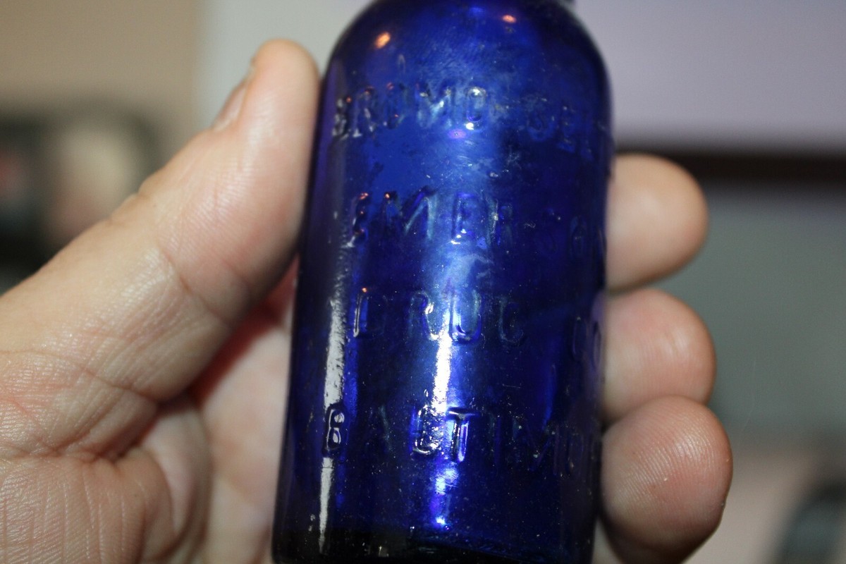 Antique, 2 5/8'', Blue BROMO-SELTZER, Medicine Bottle, Item # A
