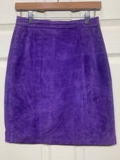 Global Identity G III Vintage Suede Leather Purple Pencil Mini Skirt Women's 7/8