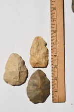 Lot of 3 Native American Flint preforms/blade artifacts from Union Co.KY