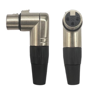 (2 Pack) High Quality 3-Pin Right Angle XLR Female Connector - Solder Type
