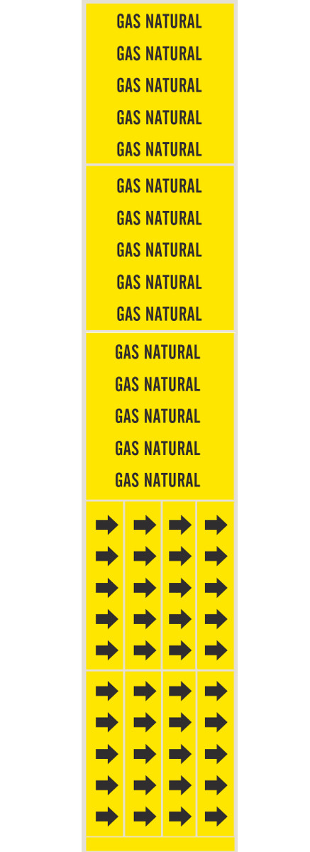 GAS NATURAL Adhesive Sticker Warning Markers & Direction Arrow Bands BRADY 83601