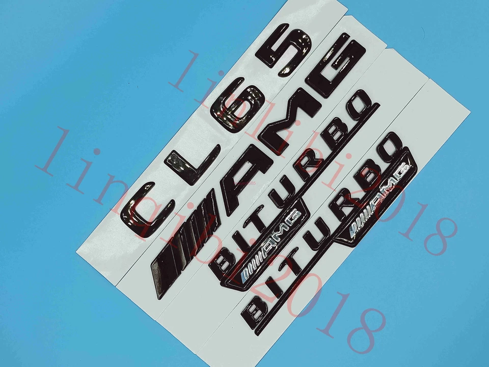 Pegatina insignia emblemática maletero negro brillante plana "CL65 AMG BITURBO" para Mercedes Benz Foto 3 de 4