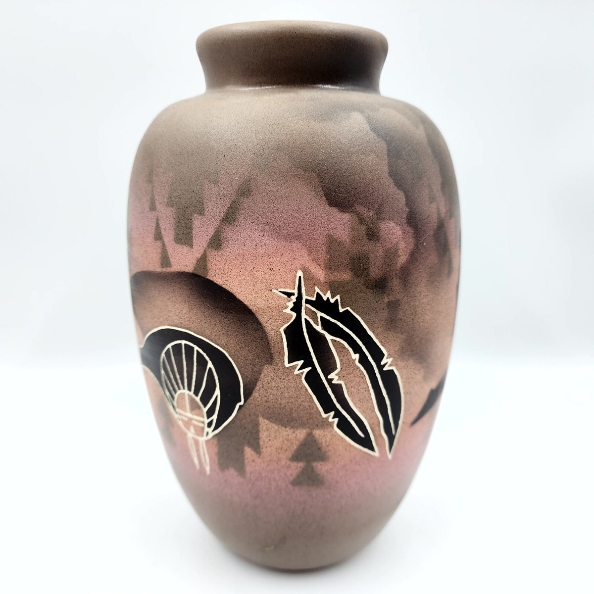 Vintage Hozoni Pottery Hand Painted Vase Decor Native American