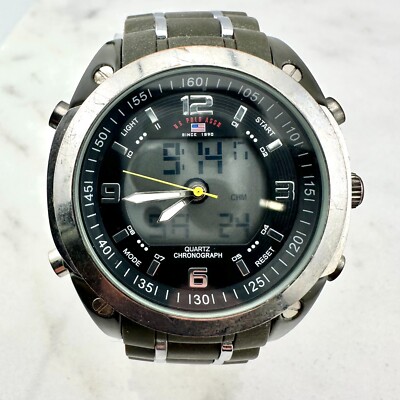US Polo Assn watch Men's sports chronograph, US9121KL Analog / Digital, New Batt