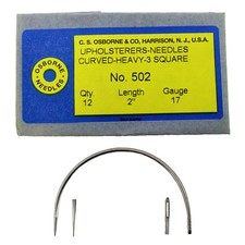 C.S. Osborne 12 Pk. Curved 3 Square Point Needles Heavy 502-2 Size 2" 