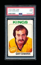 1975 OPC HOCKEY 105 GARY EDWARDS PSA 9 MINT KINGS GOALIE