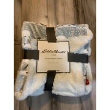 Eddie Bauer Home Plush Sherpa Throw 60 In x 70 In Reindeer Print 100% Polyester