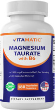 Vitamatic Magnesium Taurate 1500mg per Serving - 180 Vegetarian Capsules Provid