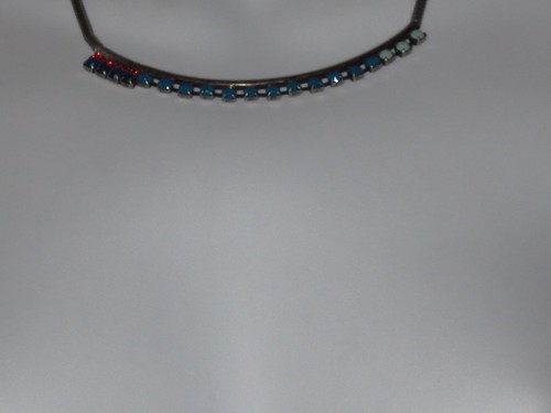 Collar Dannijo Mujer Traina Cristal Latón NUEVO CON ETIQUETAS $795 Azul ROJO BLANCO - Imagen 8 de 8
