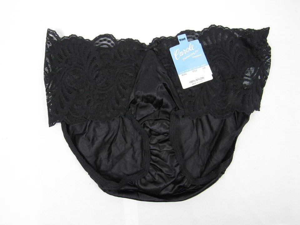 Новые винтажные трусики Carole Flattering Fit упаковка 2 шт. - черные кружевные с бантиками - размер 5 - Изображение 2 из 4