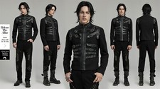 PUNK RAVE Black Gothic Punk Metal Buckle Rock Short Coat Men Motorcycle Jackets