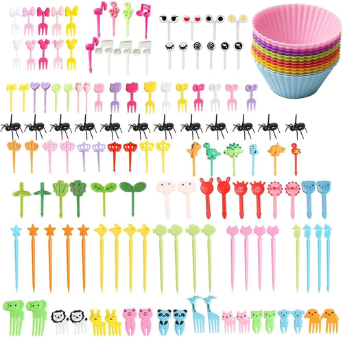 142 Pcs Reusable Mini Bento Deco - Animal Food Picks Bento Box Accessories Lunch