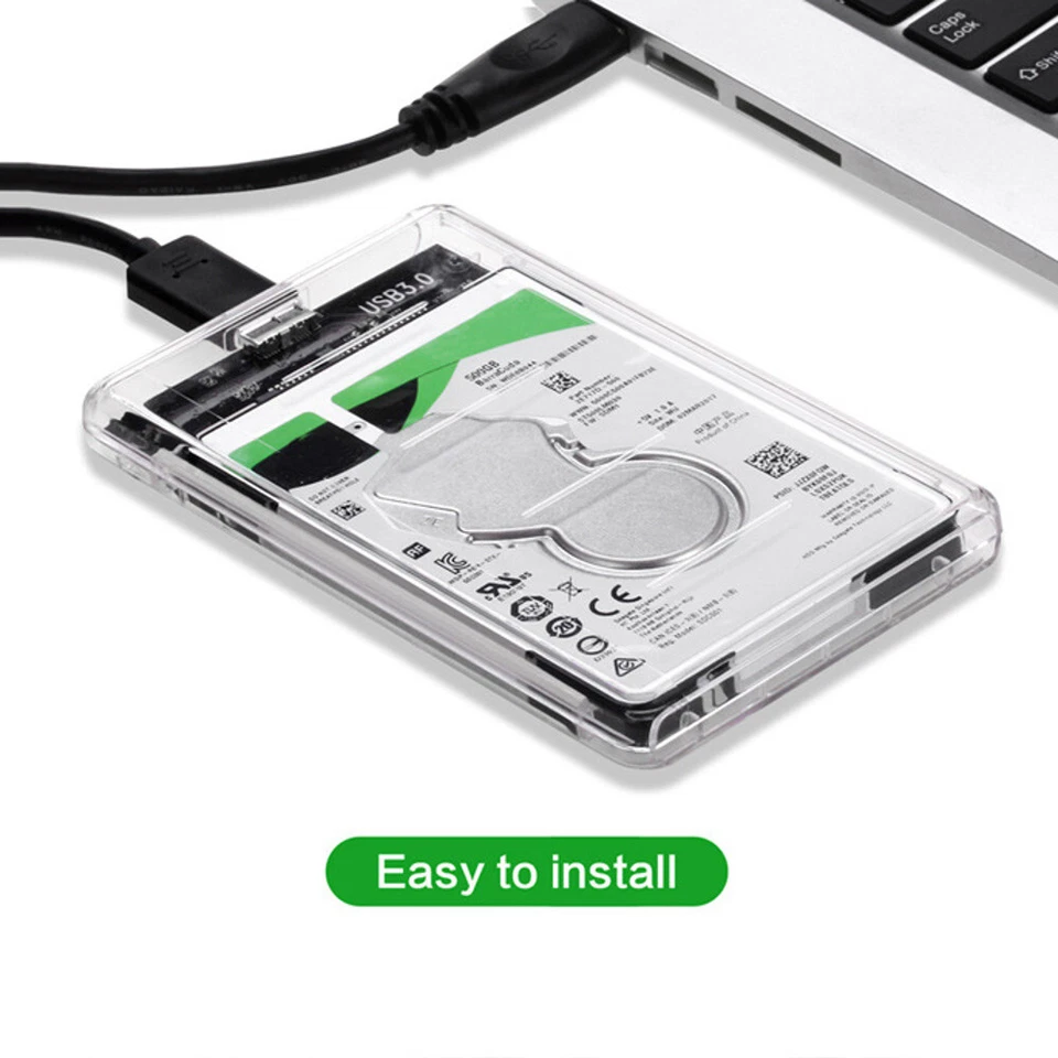 2.5 Inch USB 3.0 to SATA Hard Drive Enclosure External HDD Enclosure Transparent - Image 4 of 4