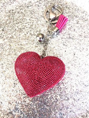 SCHMUCK HANDTASCHE SCHLÜSSELANHÄNGER HERZ STRASS ROSA SEHR SCHICK NEU
