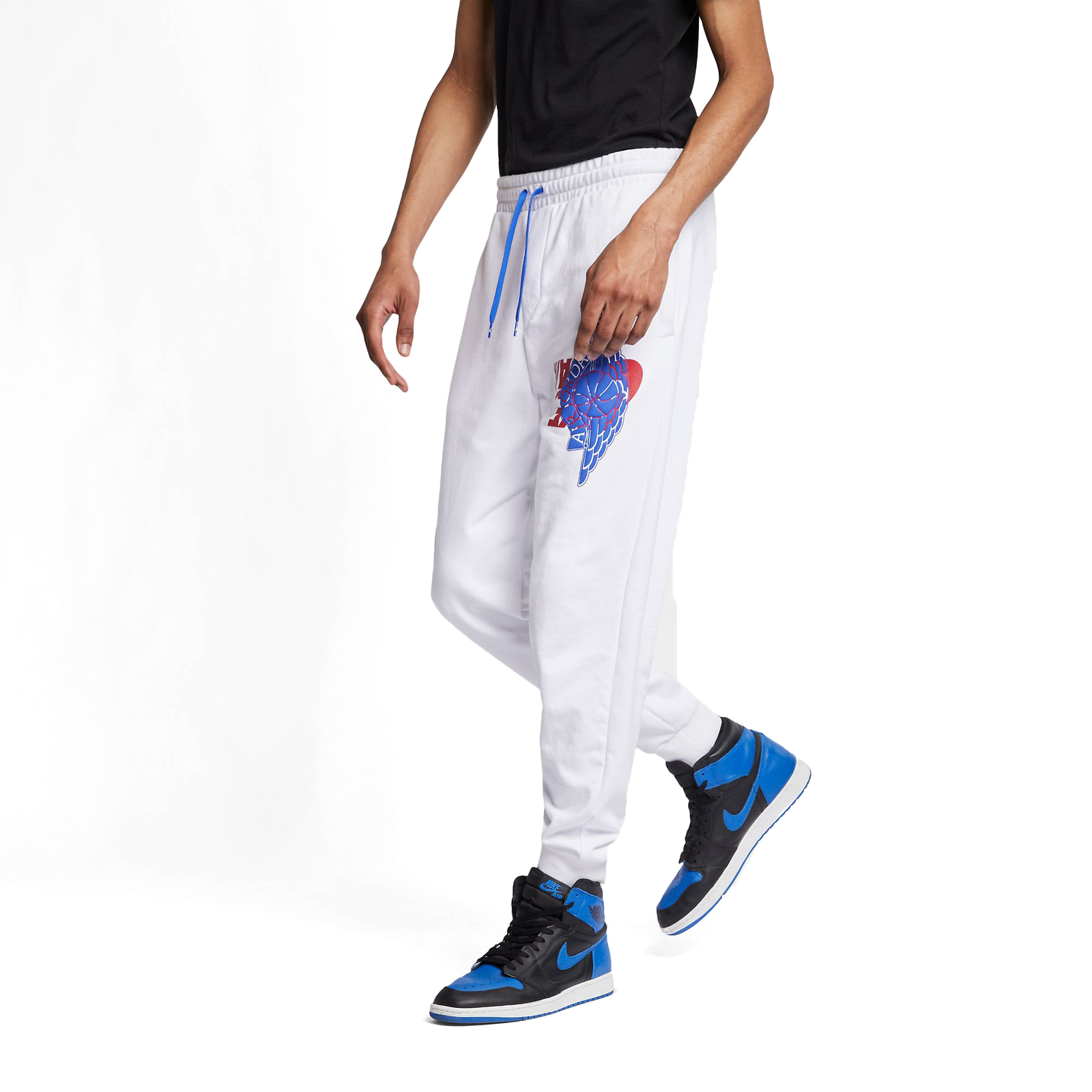 Классические флисовые брюки для бега трусцой Jordan Mens Jumpman Wings Белые BQ8470-100