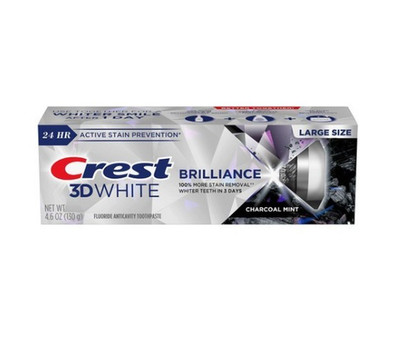 Lot of 3- Crest 3DWhite Brilliance Fluoride Toothpaste Charcoal Mint 4.6oz 12/27