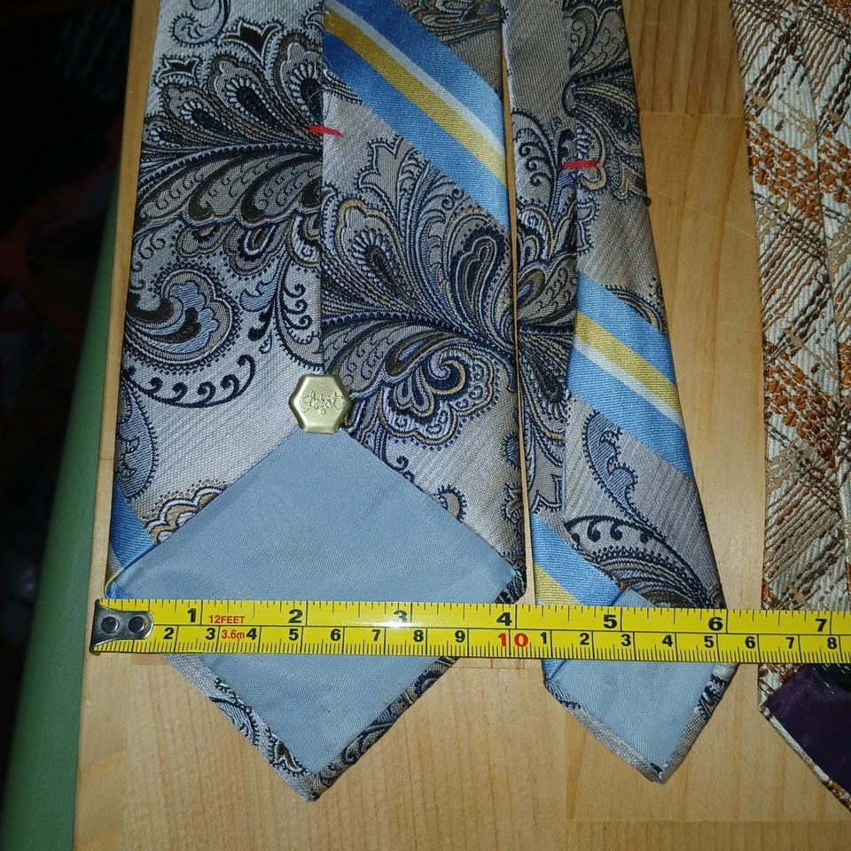 Corbata ancha vintage BRITTANIA Liebert años 70 a rayas discoteca ancha lote retro moda Foto 4 de 4