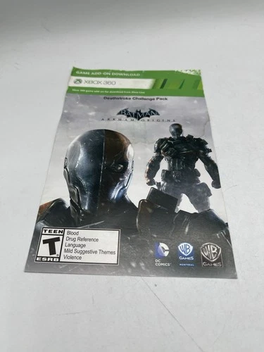 Batman: Arkham Origins Xbox 360 Deathstroke Challenge Pack DLC Add On Unused
