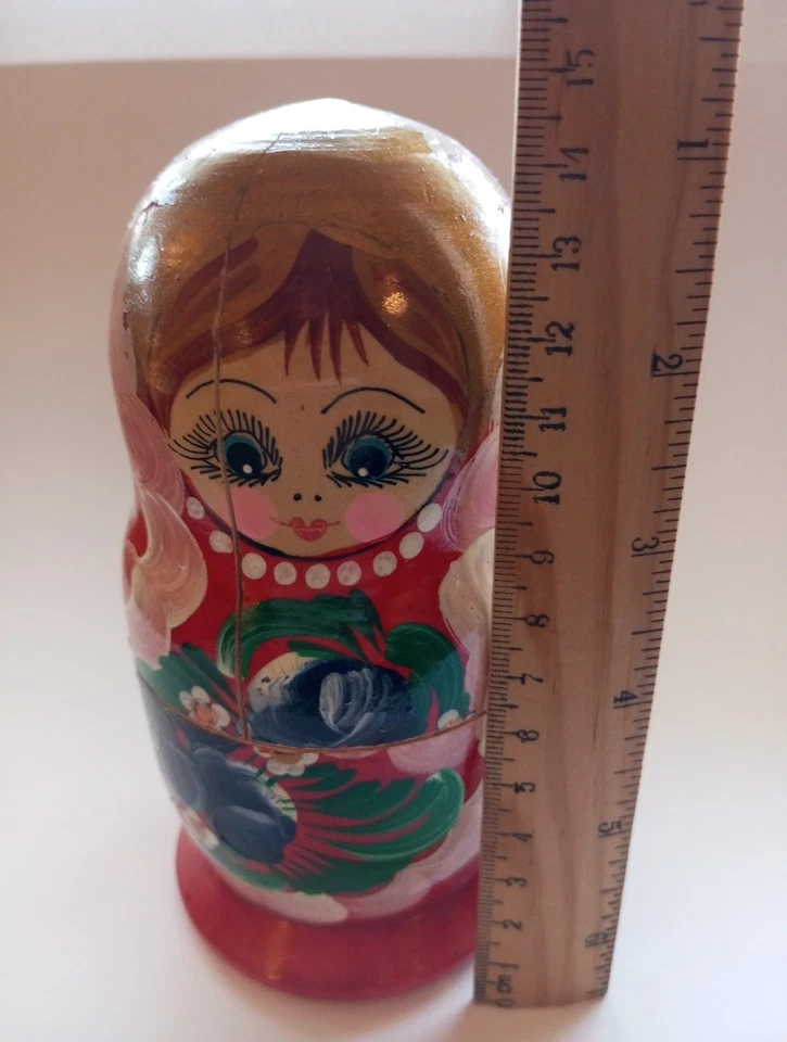 Matrioskas rusas vintage pintadas a mano (pieza única comprada en Moscú) - Imagen 4 de 4
