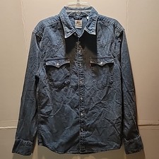 Levi's Men's Classic Western Pearl Snap Denim Long Sleeve Shirt Size Small