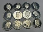 1971 TO 1974 S PROOF EISENHOWER SILVER DOLLAR LOT / 12 COINS