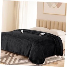 Electric Blanket King with Dual Control-100x90 Soft Double-Sided Flannel Black