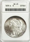 1879 S US MORGAN SILVER DOLLAR $1 COIN ANACS MINT STATE 65 NICE EYE APPEAL