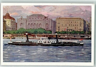 39285907 - Budapest Kornfeld Zsigmond Steamship Danube Ships Postcard Barge