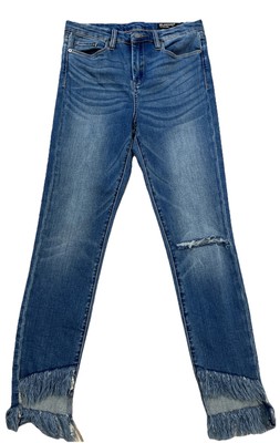 BLANK NYC Women 28 Blue The Great Jones Distressed Skinny Raw Hem Jeans