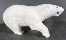 FINELY HAND CARVED INUIT POLAR BEAR SCULPTURE SIGNED 