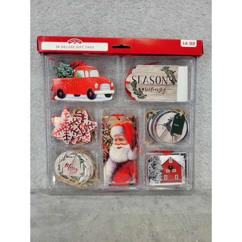 Holiday Time 36 Deluxe Christmas Gift Tags Red Truck Santa Snowflake 996237WM0