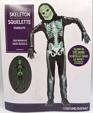 Skeleton Halloween Costume Glow In The Dark Child Size Medium 8-10 Mask Jumpsuit
