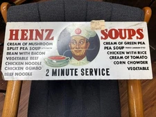 NICE~ 1940s era Graphic HEINZ SOUP TIN SIGN ~100% ORIGINAL