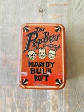 Vintage The Pep Boys Handy Bulb Kit Tin (Empty) Metal Small Tin Manny Moe Jack