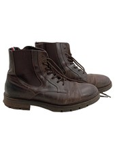 Tommy Hilfiger Herren Leder Stiefel Chelsea Schnürstiefel Braun Gr. 45