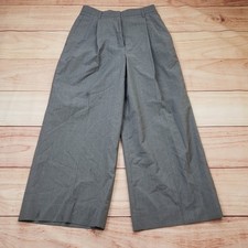 Prada Pants Womens 38 Sz 8 Gray Virgin Wool Wide Leg Pleated Trousers High Rise