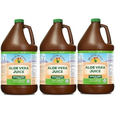 Lily of Desert Aloe Vera Juice Whole Leaf (Filtered) 128 fl.oz Each (Pack of 3)