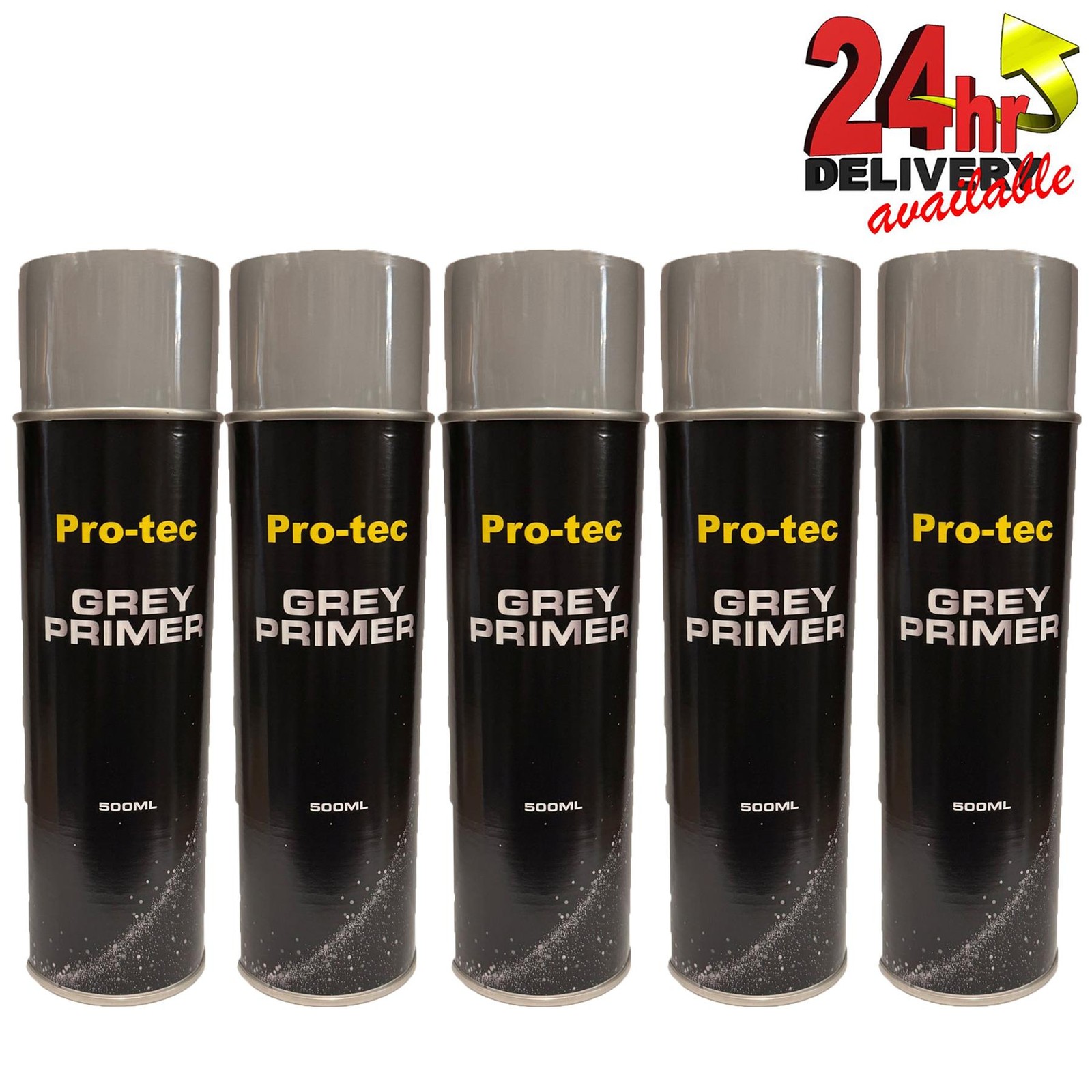 Pro Tec PROGP500 Grey Acrylic Spray Primer Filler 500ml Aerosol Can x5