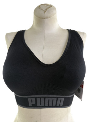 PUMA Sports Bra NEW Padded Seamless Black Women Small Removable Cup Drycell $28